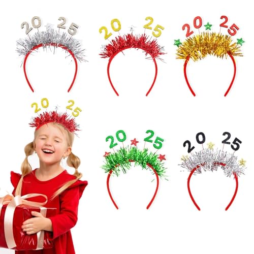 Bavokon Weihnachts-Haar-Stirnband,Weihnachts-Haar-Stirnband - 5X Holiday Favours Weihnachts-Haarband,Weihnachts-Kopfschmuck für Erwachsene, Kostüm-Kopfbedeckungen, Weihnachts-Haarschmuck für Kinder von Bavokon