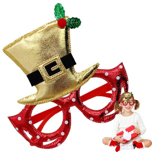 Bavokon Weihnachtsbrille,Weihnachtsbrillengestell - Niedliches Glitzer-Kostüm-Brillengestell,Weihnachts-Foto-Requisiten, Brillengestell, Weihnachts-Cosplay-Zubehör für Urlaubsdekoration von Bavokon