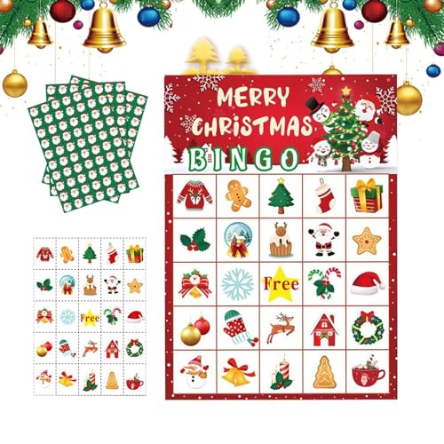 Bavokon Weihnachtsspielkarten, Weihnachtskartenspiel | Weihnachts-Brettkartenspiel aus Papier für 24 Spieler | Schul- und Heimgruppenaktivität. Spielen Sie saisonale Freundesaktivitäten für Dating und von Bavokon