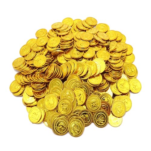 Bavooty Goldmünzen Kinder,Goldmünzen,50 Pcs Gold-Münzen Spielgeld für Kinder Spielzeug Mitgebsel mit Kindergeburtstag Kleine Geschenk für Party von Bavooty