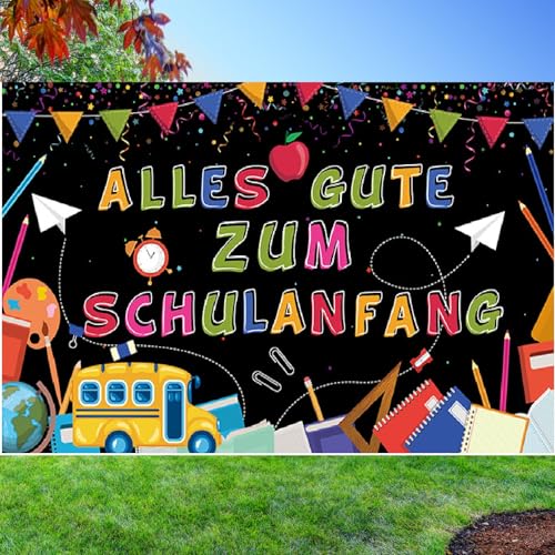 Einschulung Willkommen Girlande Banner,Alles Gute Zum Schulanfang Banner,Einschulung Girlande Banner Deko,Schulanfang Deko für Kinder,Schuleinführung Girlande Dekoration für Schultag Kinder,180x110cm von Bavooty