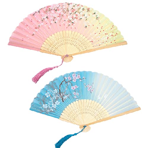 Falten Handfächer,Folding Fans mit Quaste,Ausgehöhlten Fans,Chinesischen Stil Hand Fächer Mit Quasten,Handheld Faltfächer,Handfächer,für Wanddekoration Hochzeite Bevorzugung Party Sommer(2 Stück) von Bavooty