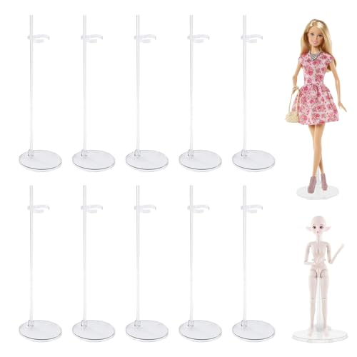 Puppenständer,21.5cm Puppen Ständer Displayhalter,Kunststoff Puppenständerhalter,Verstellbarer Mini Puppenständer Puppenzubehör,Für Puppenregal Verwendet,Rosa Transparent,10pcs (Transparenter,10pcs) von Bavooty