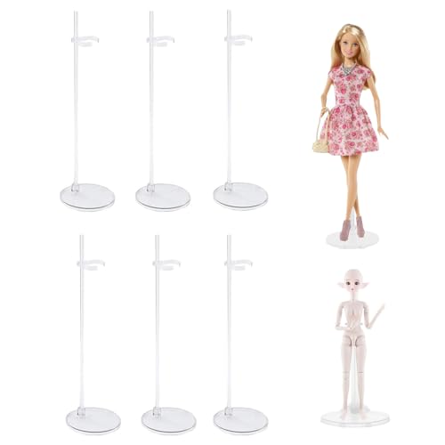 Puppenständer,21.5cm Puppen Ständer Displayhalter,Verstellbar Puppenständer,Kunststoff Puppenständerhalter,Verstellbarer Mini Puppenständer Puppenzubehör,Für Puppenregal Verwendet,Transparenter,6pcs von Bavooty