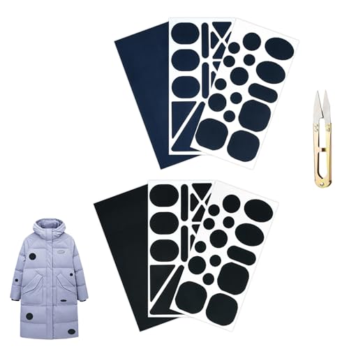 Flicken Selbstklebend Stoff,Daunenjacke Flicken Reparaturset,Flicken Daunenjacke,Flicken für Daunenjacke,Daunenjacke Reparatur Patches,Reparaturflicken Selbstklebend,3 Schwarz+3 Marineblau von Bavooty