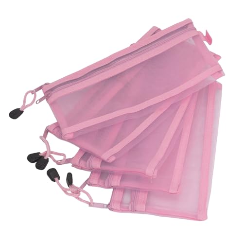 10pcs A6 Mesh Reißverschlussbeutelbeutel, Plastik -Netzspeicher, Doppelschicht -Netzbeutel, A6 -Reißverschluss -Dateibeutel, Reisezip -Datei -Beutel für Papier -Schreibwaren (Rosenate) von Baxnore