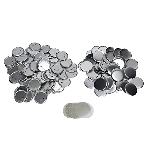 Baxnore 100 Sets Blanko-Button-Abzeichen-Teile-Set, Blanko-Button-Herstellungszubehör, Rückseite durchsichtige Folie, runde Button-Abzeichen-Teile für Button-Herstellungsmaschine (58MM) von Baxnore