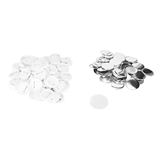 Baxnore 100 Sets Blanko-Pin-Back-Button-Teile, Metall-Button-Abzeichen-Herstellungskits, Nähknöpfe, runde Metallabdeckung, Blanko-Button-Abzeichen-Teile-Set für die Herstellung (58MM) von Baxnore