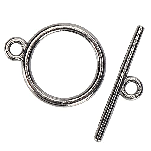 Baxnore 100 Sets T-Bar-Verschlüsse-Sets, runde Knebelverschlüsse aus Legierung, Verbindungsstücke, Halsketten-Armbandverschlüsse, runder Ring-Knebel für Halsketten-Armband, 2 mm (Gunmetal Grey) von Baxnore