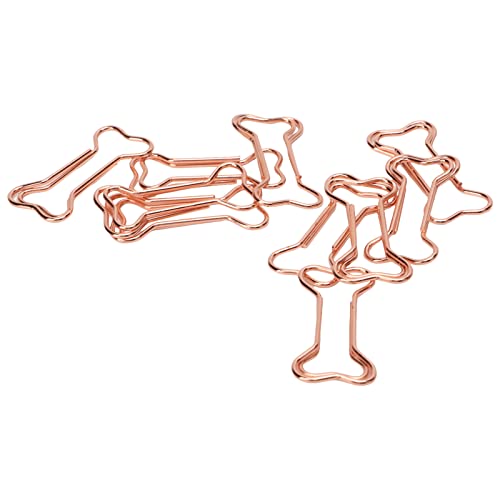 Baxnore 100 Stück geformte Büroklammern, Dokumenten-Büroklammern mit Box, rotgoldene Büroklammern, große Büroklammern, tragbare niedliche Büroklammern für den täglichen Gebrauch (Knochenform) von Baxnore