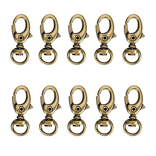 Baxnore 10pcs Schwenkhummerverschlüsse, Schwenkhummerverschlussschlüsselung, Schlüsselkettenhaken der Schlüsselrunde, Key Ring -Reifen, Zinklegierung rotierender Hakenschnalle für von Baxnore