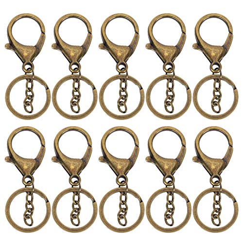 Baxnore 10pcs Schwenkverschluss, Schlüsselketten -Clip -Haken, verschlusshaken, Schlüsselrückschlüsselkettenhaken, Schlüsselkettenringe Clips zum Aufhängen von Handwerksschmuck (Antike Messing) von Baxnore