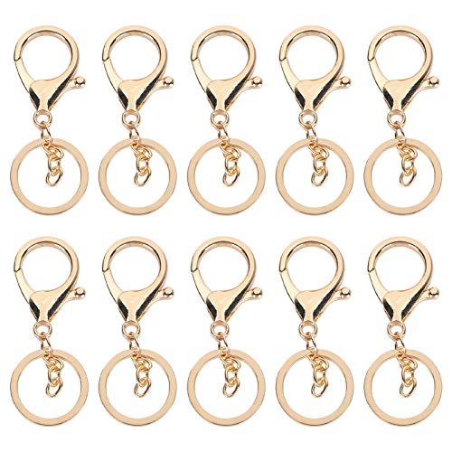 Baxnore 10pcs Schwenkverschluss, Schlüsselketten -Clip -Haken, verschlusshaken, Schlüsselrückschlüsselkettenhaken, Schlüsselkettenringe Clips zum Aufhängen von Handwerksschmuck (Gold) von Baxnore