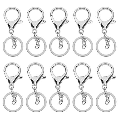 Baxnore 10pcs Schwenkverschluss, Schlüsselketten -Clip -Haken, verschlusshaken, Schlüsselrückschlüsselkettenhaken, Schlüsselkettenringe Clips zum Aufhängen von Handwerksschmuck (Silber) von Baxnore