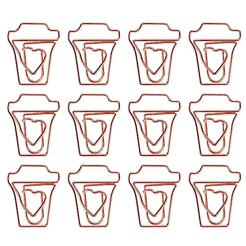Baxnore 12 Stück rotgoldene Metall-Büroklammern, Metall-Galvanik-Büroklammern mit Box, rotgoldene Büroklammern, Dokumenten-Büroklammern für Büro, Schule, Zuhause von Baxnore