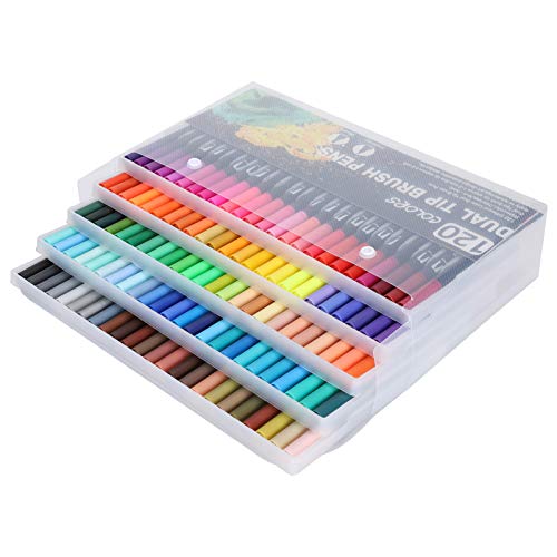 Baxnore 120 Farben Pinselstift-Set mit zwei Spitzen, Aquarell-Pinselstift-Set, Fineliner-Filzstift-Set, Pine Fineliner-Filzstifte zum Malen von Baxnore