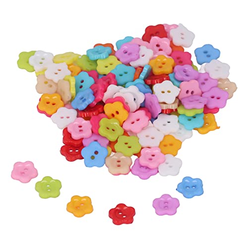 Baxnore 200pcs Blütenknöpfe, Plastikblumenknöpfe, farbenfrohe Kunststoffknöpfe, Strickjacken Knöpfe, Nähknöpfe, Bastelknöpfe für Scrapbooking von Baxnore