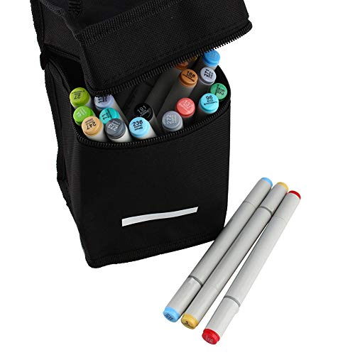 Baxnore 36 Farben Permanent Art Marker Pens, farbiges Marker-Set, Filzstifte mit doppelter Spitze und schwarzem Bleistiftbeutel, Anime-Farbstifte für Künstler notwendig von Baxnore