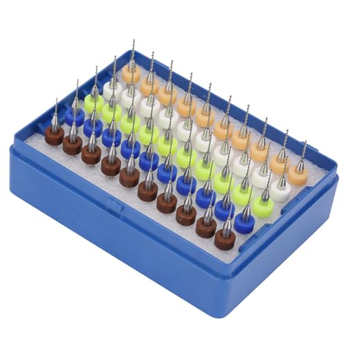 Baxnore 50 Stück 0,5 bis 0,9 mm Hartmetall-Mikrobohrer, PCB-Bohrer mit Kunststoffbox, verschleißfestes Mikro-PCB-Bohrer-Set zum Schnitzen von Leiterplatten von Baxnore