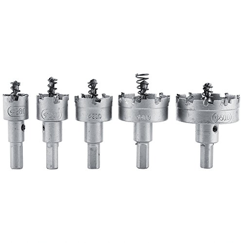 Baxnore 5pcs Lochsäge, Leichtmetall -Lochschneider -Set, Carbid -Spitze -Loch -Säge Kit, Metallbearbeitungslochsäure -Set, Carbidspitze -Bohrer für Schränke Türen von Baxnore