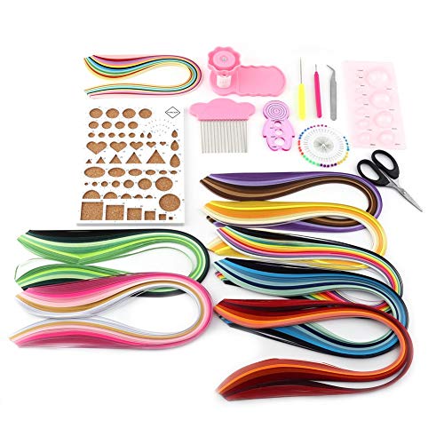 Baxnore 960 Streifen Papier-Quilling-Werkzeug-Set, Brettform-Crimpkamm mit Pinzette, Schere, Papier-Quilling-Schlitzwerkzeuge für Anfänger (3 mm) von Baxnore