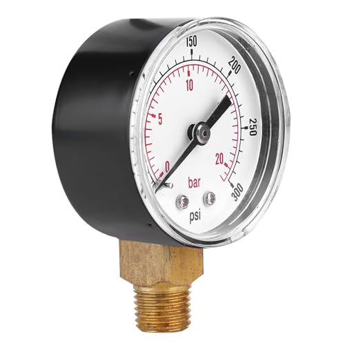 Baxnore Manometer, 1/4 BSPT Messinggewinde, Verschleiß Widerstandsboden -Anschlussdruckmesser für Brennstoffluftölgaswasser (0-300PSI 0-20BAR) von Baxnore