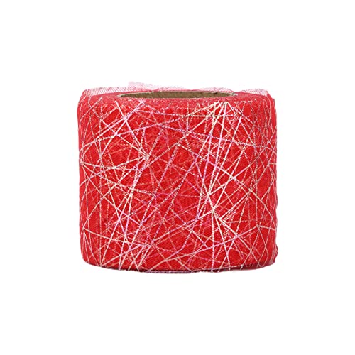 Baxnore Polyester Tüllrolle, Sparkle Tüllrolle, Ftulle Stoffe, Mesh Stoff, unordentliches Web -Tüll -Roll, Glitzer Tüll Stoffrolle zum Verpacken von Nähen Basteln (Rot) von Baxnore