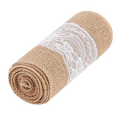 Baxnore Sackleinenband, Jute-Stoff-Bastelband, Jute-Sackleinenbandrolle, Spitzen-Sackleinenband, Sackleinen-Jute-Gürtelband, braunes Band für Hochzeitstuch, 2,7 m von Baxnore