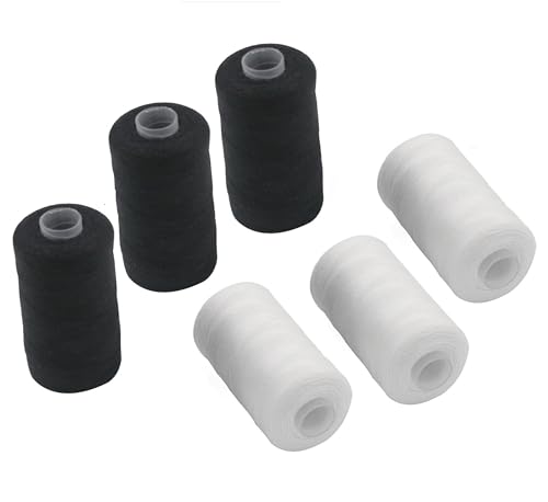 [0,02 EUR/10 m] 6 teiliges Nähgarn Set | Nähset Universal | Polyester Nähmaschinengarn | 6 Spulen a. 500m | Allesnäher Garnset 3 x Schwarz + 3 x Weiß | Nähfaden Set - 3000m von Bayli