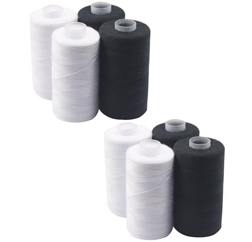 [0,02 EUR/10 m] 8 teiliges Nähgarn Set | Nähset Universal | Polyester Nähmaschinengarn | 8 Spulen a. 500m | Allesnäher Garnset 4 x Schwarz + 4 x Weiß | Nähfaden Set - 4000m von Bayli