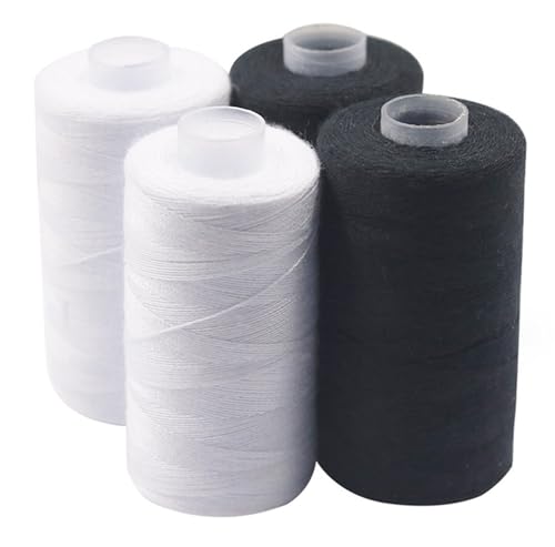 [0,03 EUR/10 m] 4 teiliges Nähgarn Set | Nähset Universal | Polyester Nähmaschinengarn | 4 Spulen a. 500m | Allesnäher Garnset 2 x Schwarz + 2 x Weiß | Nähfaden Set - 2000m von Bayli