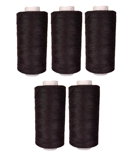 Bayli [0,03 EUR/10 m 5 teiliges Nähgarn Set [einfarbig] | Nähset Universal | Polyester Nähmaschinengarn | 5 Spulen a. 500m | Allesnäher Garnset - [Farbe - Schwarz] | Nähfaden Set - 2500m von Bayli