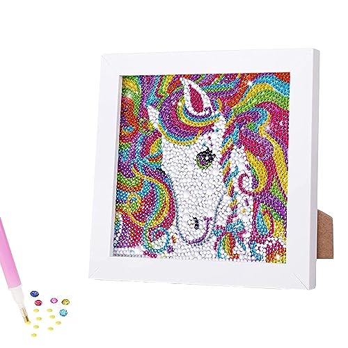 Diamond Painting Kinder Mit Holzrahmen, 5D DIY Diamond Painting Set Full Katze Mosaikherstellung für Kinder Mädchen, Erwachsene, Diamant Painting Bilder Arts Craft für Home Wand Decor 18x18 cm (MA) von Bayuyi