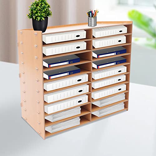 Dokumentenablage A4 Holz Office Aktenablage Multifunktionales Schreibtisch Aktenregal Schreibtisch Organizer 9 Ebenen Dokument Papier Briefablage Braun von Bazargame