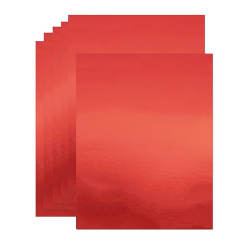 20 Blatt rotes Metallic-Kartonpapier, 21,6 x 27,9 cm, 250 g/m², spiegelnde Oberfläche, ideal zum Basteln, Einladungen und Dekorationen (rot) von Bazyrock