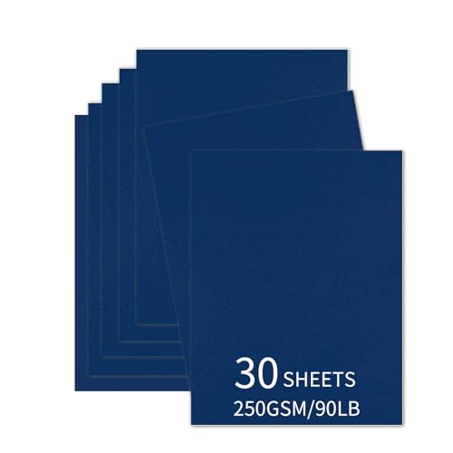 30 Blatt marineblauer Karton, 21,6 x 27,9 cm, 250 g/m², schweres Kartonpapier, dicker und glatter Karton, perfekt für Einladungen, Speisekarten, DIY-Karten, Kunst und Handwerk von Bazyrock