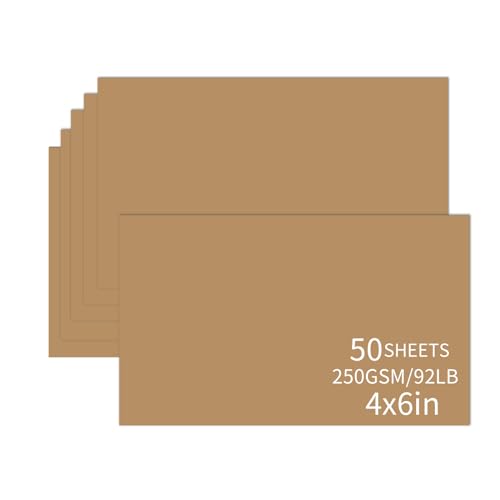 50 Blatt Blanko-Kartonpapier, 250 g/m², dick, schwere Karten für DIY-Kunstprojekte, Kartenherstellung, Postkarten, Grußkarten, Geschäft, Geburtstagsfeier, Hochzeitseinladungen (braun, 10,2 x 15,2 cm) von Bazyrock