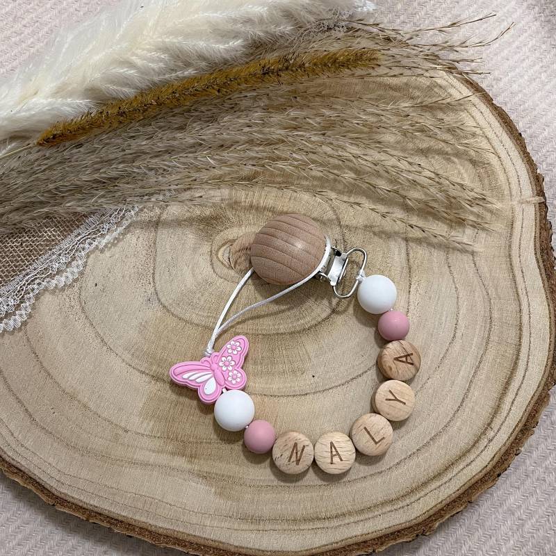 Catenella Porta Ciuccio Personalizzata Boho Baby Con Clip in Legno - Nome Della Catenella von Bbabyboutiquee