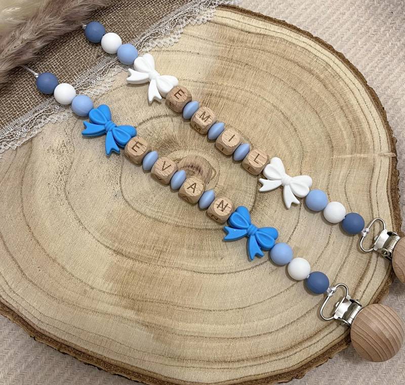 Personalisierte Boho Baby Schnullerkette Mit Holzclip - Personalisierter Name von Bbabyboutiquee