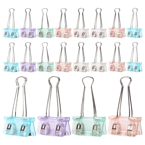 Binder Clip Set - Faltbare Transparente Büroklammern - Niedliche Verschleißfeste Binder Clips Papierklammern Set für Lehrer, Studenten von Bbbabeslk