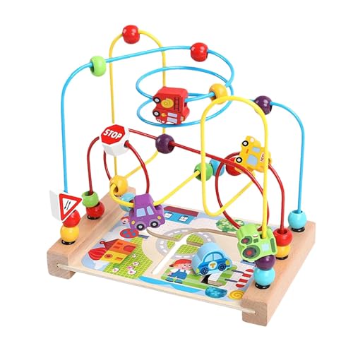 Bbbabeslk Holzperlen-Labyrinth-Spielzeug – Mathe-Spielzeugkreise aus für Kleinkinder | Achterbahn Perlenlabyrinth Spielzeug | Holzspielzeug für Kleinkinder, sensorisches Track-Spieltischspielzeug für von Bbbabeslk