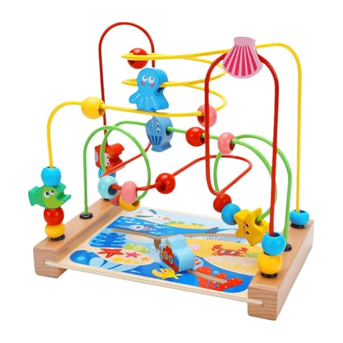 Bbbabeslk Holzperlen-Labyrinth-Spielzeug – Mathe-Spielzeugkreise aus für Kleinkinder | Achterbahn Perlenlabyrinth Spielzeug | Holzspielzeug für Kleinkinder, sensorisches Track-Spieltischspielzeug für von Bbbabeslk