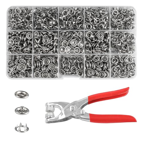 280 Sets Druckknöpfe mit Zange, Druckknopf Set mit Zange, Metall Druckknöpfe für Kleidung, Edelstahl Druckknöpfe Ohne Nähen für DIY Kleidung Stoff, mit Druckknopfzange von Bbtcxjs