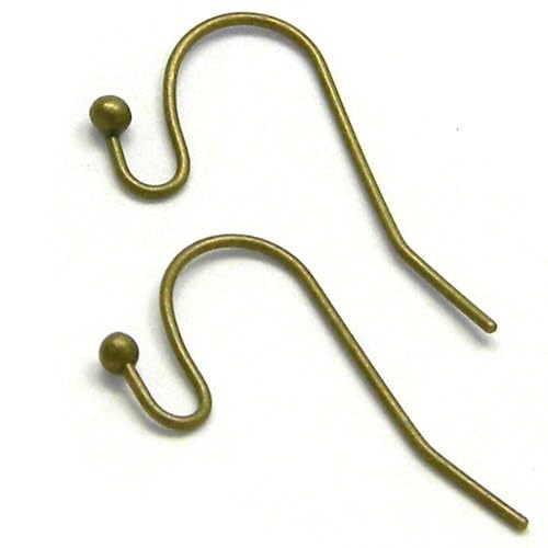 30 Fischhaken-Haken-Ohrbügel-Ohrringe mit offener ausgefallener Kugelschlaufe aus beschichtetem Messing (Antik-Bronze) von Bdbeads