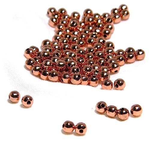 Abstandshalterperlen aus reinem massivem Kupfer, groß, 4 mm, rund, glatt, zur Schmuckherstellung, mit glänzender Klarlack, 50 Stück von Bdbeads