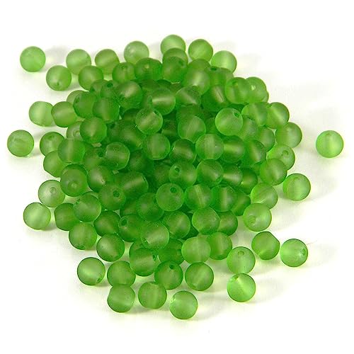 Glasperlen, matt, durchscheinend, 6 x 5 mm, rund, lose Abstandshalter, mit 1,2 mm Loch, Peridot Grün, 100 Stück von Bdbeads