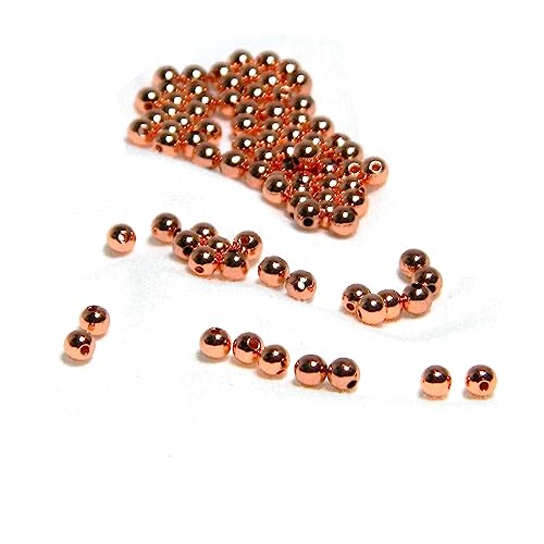 Schmuckperlen aus reinem massivem Kupfer, 3 mm, rund, glatt, mit glänzender Klarschicht, 50 Stück von Bdbeads