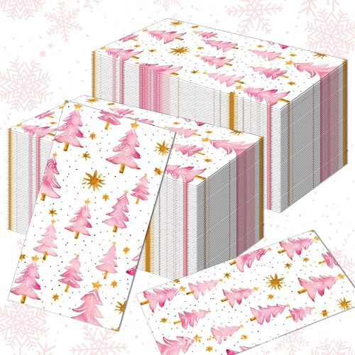 100 Stück Weihnachten Papierservietten 3-lagig 40x33cm Papierservietten Bunt für den Weihnachtstisch (Rose) von Bdecoll