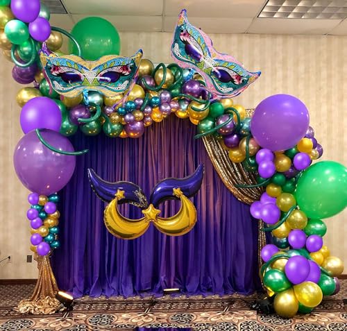 108 Stück Mardi Gras Luftballons Set Mardi Gras Luftballons Girlande Kit Mardi Gras Maske Mond Stern Folienballons für Mardi Gras Geburtstag Babyparty Dekoration von Bdecoll