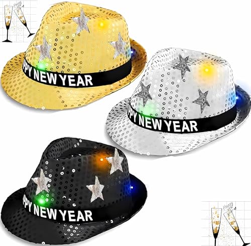 Bdecoll 3 Stück Neujahr Silvester Partyhut Gold Schwarz Silvester Partyhut Frohes Neues Jahr Papierhüte kreative Kopfschmuck Dekorationen Hut, Silvesterpartydeko Accessoire für Silvesterparty (2) von Bdecoll